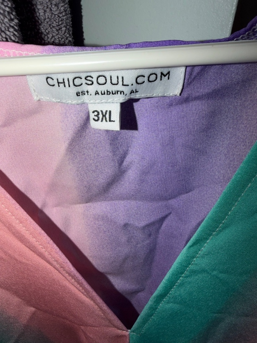 CHICSoul Ombre V-Neck Maxi Dress in Coral, Teal & Lavender - Picture 2 of 2
